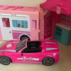 barbie car camper and house