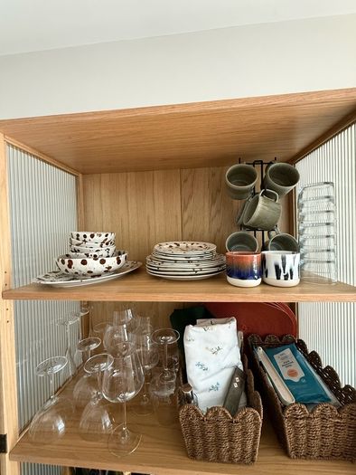 EZ Living Natural Oak Display Cabinet with Reeded Glass