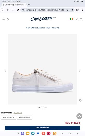 Carl Scarpa - White Leather Trainers - UK 6 - BNWT RRP 149