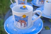 6 china espresso cups and saucers postage possible