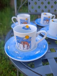 6 china espresso cups and saucers postage possible