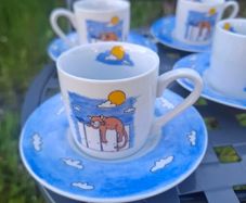 6 china espresso cups and saucers postage possible