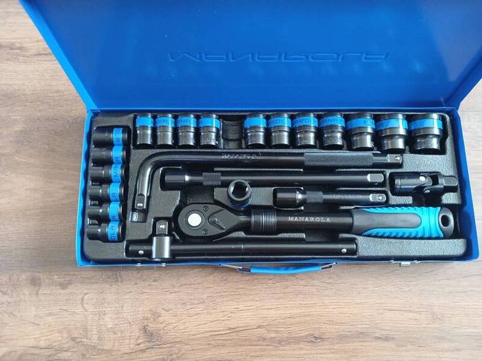 24 pcs professional long and short impact Sockets sets with retractable ratchet handle
