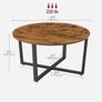 Round Coffee Table Industrial Living Room Table Rustic Brown Black 88 cm Image 5