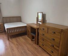 Solid Oak Bedroom Furniture (Double Bed, Mattress, Locker, Dressing table, Chest)
