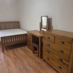 Solid Oak Bedroom Furniture (Double Bed, Mattress, Locker, Dressing table, Chest)
