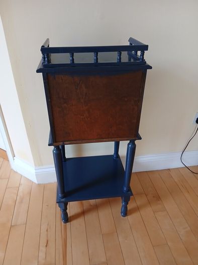 Midnight Blue Upcycled Vintage Hall Stand with Drawer & Gallery Rail