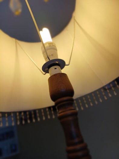 Vintage Mahogany Spinning Wheel Floor Lamp