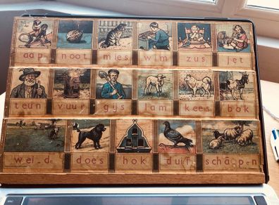 Vintage Dutch Wooden Spelling Board