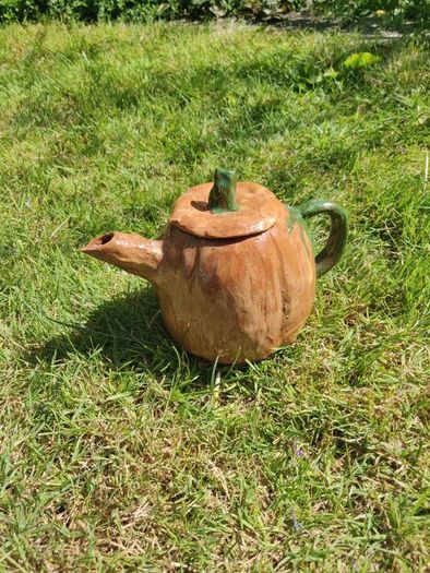 Handmade pumkin ceramic teapot