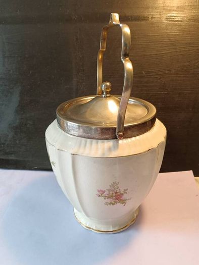 Fabolous Hand painted Victorian Stoneware Biscuit Barrel