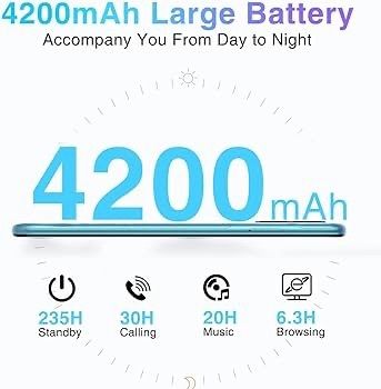 NEW SALE | Mobile Phone, N50S Android 13 Phone Unlocked, 9GB+128GB/1TB, Octa-core, 6.52'' HD+ Display, 4200mAh, 10W Fast Charge, 20MP+8MP, 4G Dual Sim Free Unlocked, Face Unlocked, OTG, GPS - Blue