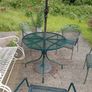 Metal Garden Furniture Set - Table, 4 Chairs, Parasol, COMPLEMENTARY Rocking Bench Image 2