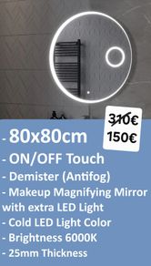 LED Bathroom Mirror Makeup Antifog 80cm