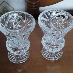 A pair of magnificent diamond-cut crystal vases.