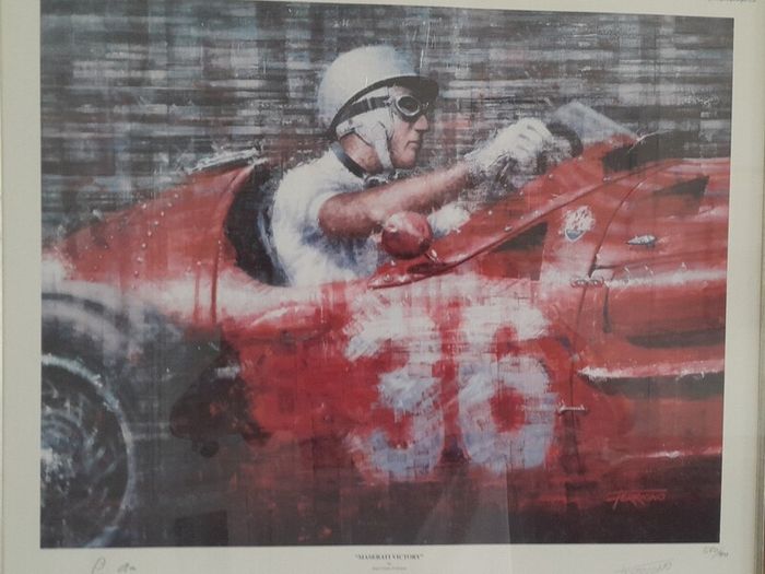 Stirling Moss Signed Maserati Victory Framed Print