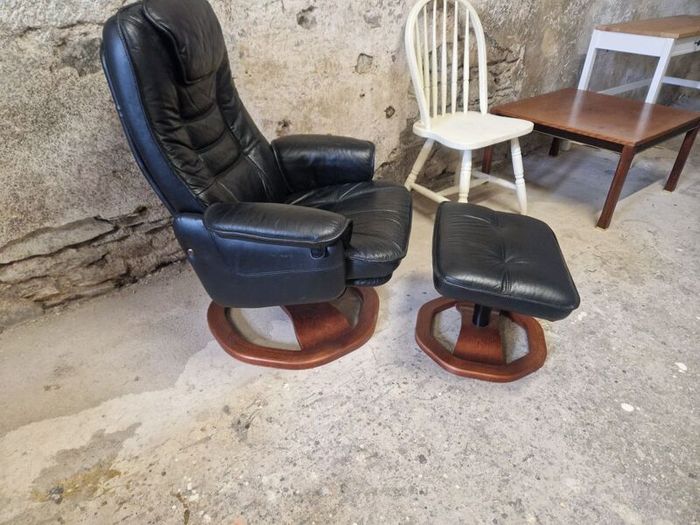 Leather Swivel Chair & foot stool