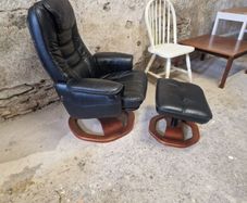 Leather Swivel Chair & foot stool