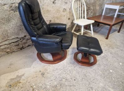 Leather Swivel Chair & foot stool