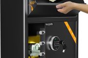 Depository Drop Cabinet Safe - 70L Large Size with Digital Keypad Lock and Anti Theft, Business Security Safe Box with Alarm Function, Large Drop Slot Box for Cash Slip Office Home