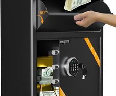 Depository Drop Cabinet Safe - 70L Large Size with Digital Keypad Lock and Anti Theft, Business Security Safe Box with Alarm Function, Large Drop Slot Box for Cash Slip Office Home
