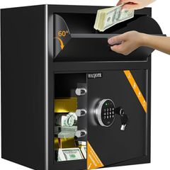 Depository Drop Cabinet Safe - 70L Large Size with Digital Keypad Lock and Anti Theft, Business Security Safe Box with Alarm Function, Large Drop Slot Box for Cash Slip Office Home