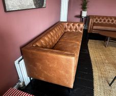 Brown Mid Century Modern Sofa with Tufted Back