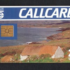 1991 Ireland 20 unit Cottage Definitive Call Card with Gemlus Gem1 Chip, Dame Lane Address, White Flag, Barcode Used. Telecom Eireann card number 1024.