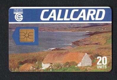 1991 Ireland 20 unit Cottage Definitive Call Card with Gemlus Gem1 Chip, Dame Lane Address, White Flag, Barcode Used. Telecom Eireann card number 1024.