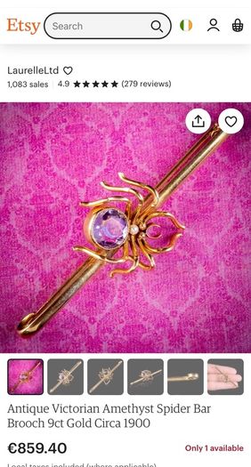 Gold Victorian Spider Brooch