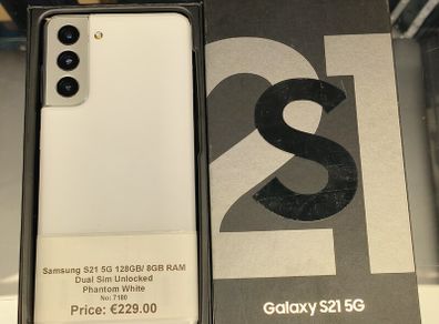 Samsung Galaxy S21 5G 128GB Dual Sim Unlocked to All Networks, White Excellent Condition