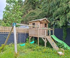Children's Wooden Playhouse & Swing Set