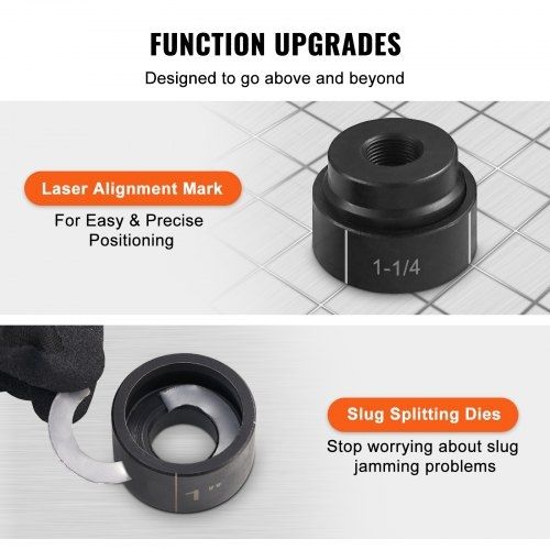 15 Ton Hydraulic Knockout Punch Driver Kit Hole Tool 12.7mm-101.6mm with 10 Dies