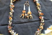 Vintage Multi Stone Necklace and Earrings Set