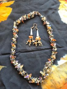 Vintage Multi Stone Necklace and Earrings Set