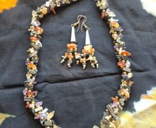 Vintage Multi Stone Necklace and Earrings Set