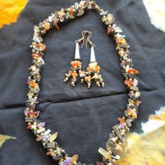 Vintage Multi Stone Necklace and Earrings Set