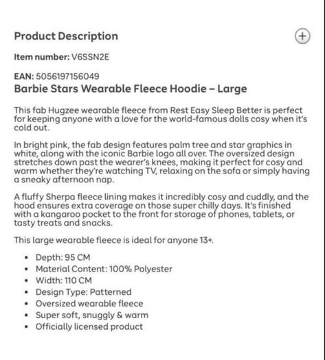 Barbie Hugzee Hoodie Blanket (One Size)