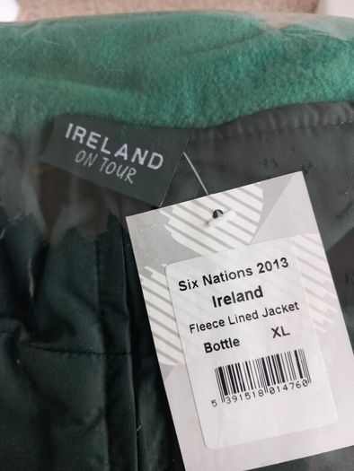 Ireland Rugby Six Nations 2013 fleece lined Jacket