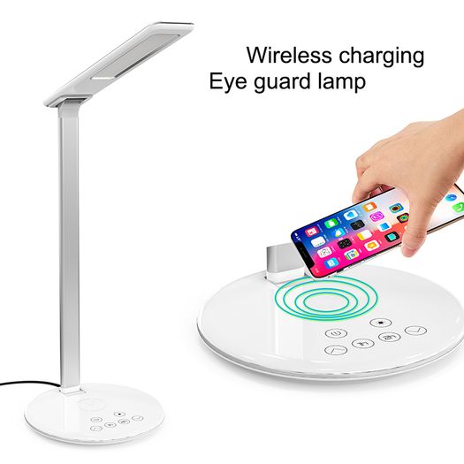 New 2 in 1 folding fast charging LED desk lamp with wireless charger eye protection for iphone, Samsung, Android.
