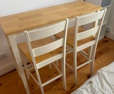 Compact Wooden Bar / Dining Table Set with 2 High Chairs