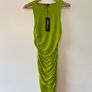 Pink Vanilla high neck green ruched dress size 12 - New Image 2