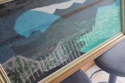 Lovely Expiations Artwork ((theme Of Water )) By Sizle Mahon,oil Painting On Canvas Framed With Glass Frame .