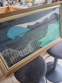 Lovely Expiations Artwork ((theme Of Water )) By Sizle Mahon,oil Painting On Canvas Framed With Glass Frame .