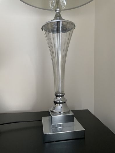 Tall silver and crystal lamp