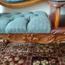 Vintage Victorian-Style Telephone Chair / Gossip Bench with Glass Top Image 3