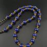 Vintage Blue Lapis Lazuli & Brass Beads Gemstone Necklace Image 2