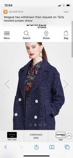 Savida speckled navy coat with white fleck size 12