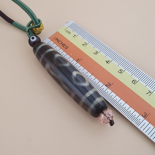 Vintage 3 Eyes Himalayan Tibetan Agate Dzi Bead Amulet
