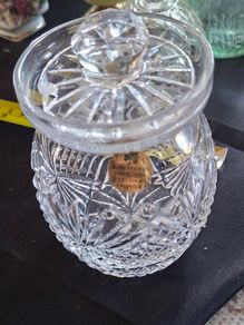 Beautiful Crystal Preserve Jam or Honey Jar with Lid, Postage Available